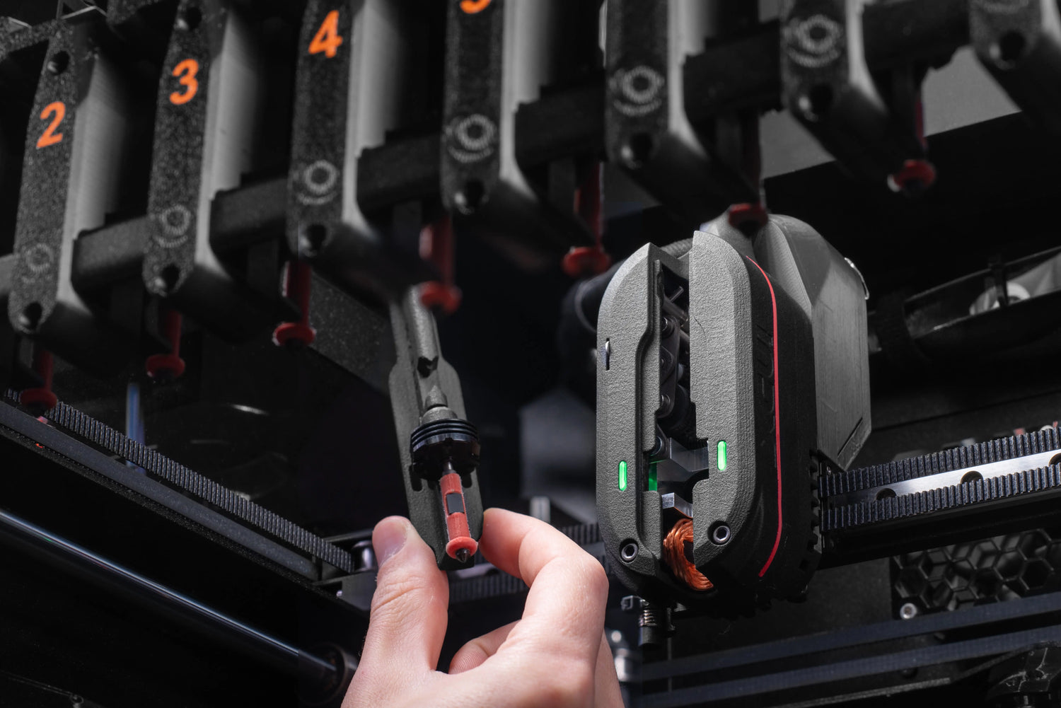 Prusa INDX tool changer system for multi-material 3D printing on CORE One